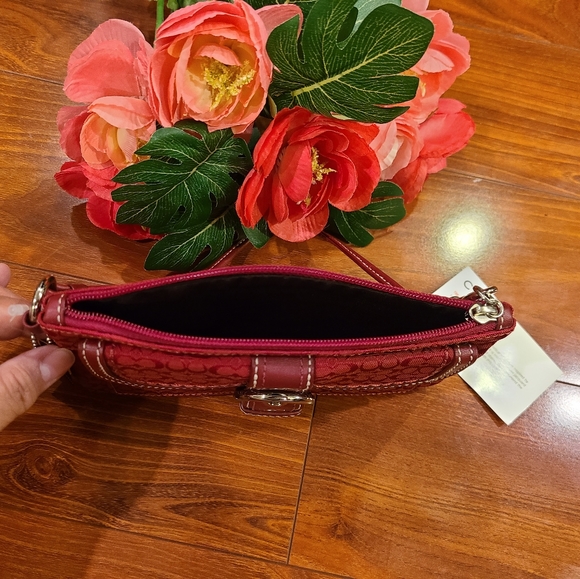 Coach Red Signature Collection Wristlet - Picture 5 of 6